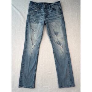 BKE Jake Straight Leg Men Jeans 32x32 Light Wash Distressed Destroyed Denim